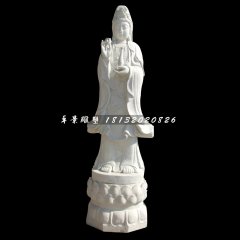 觀音菩薩石雕，漢白玉立式觀音
