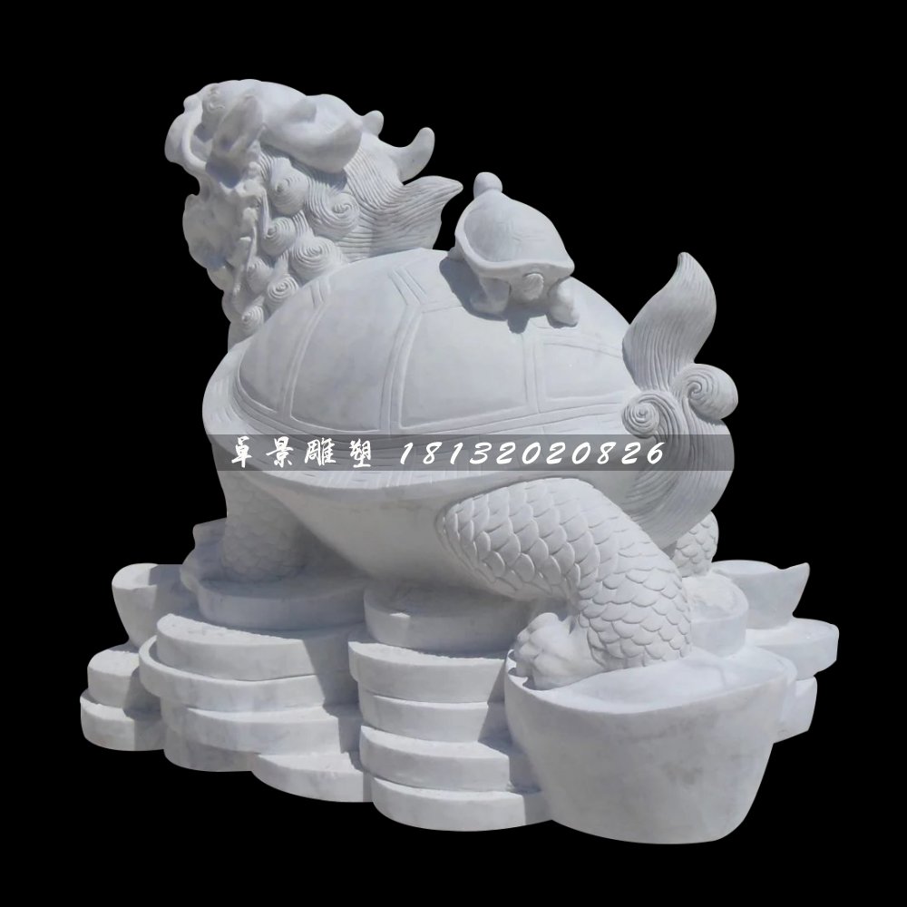 龍龜石雕，漢白玉神獸雕塑