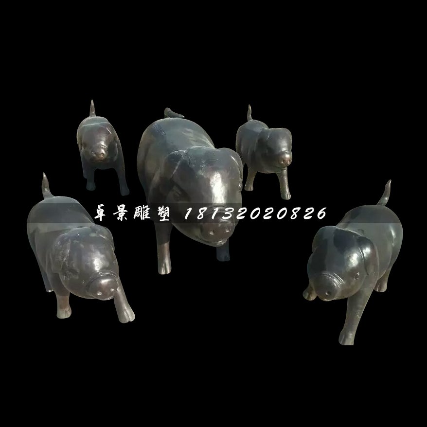 鑄銅的雕塑，小豬銅雕
