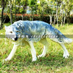 狼雕塑，玻璃鋼仿真動(dòng)物雕塑