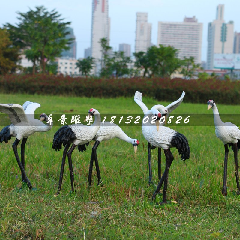 仿真動物雕塑，玻璃鋼仙鶴雕塑 (2)