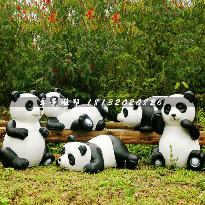 公園大熊貓雕塑，玻璃鋼動物雕塑 (3)