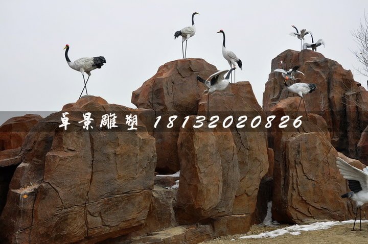 仿真仙鶴雕塑,玻璃鋼動物雕塑