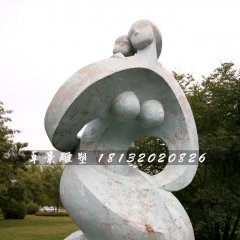 公園抽象人物石雕，母子情深石雕
