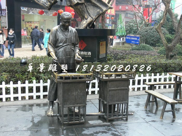 溫酒銅雕，街頭景觀銅雕