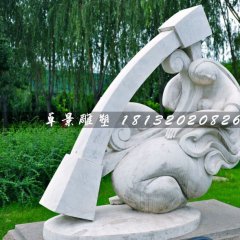 彈豎琴石雕，公園抽象人物石雕