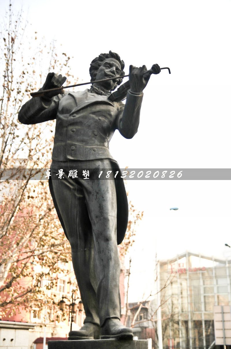 拉小提琴銅雕,西方人物銅雕