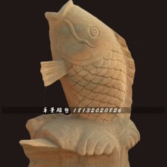 石雕魚，晚霞紅噴水魚石雕