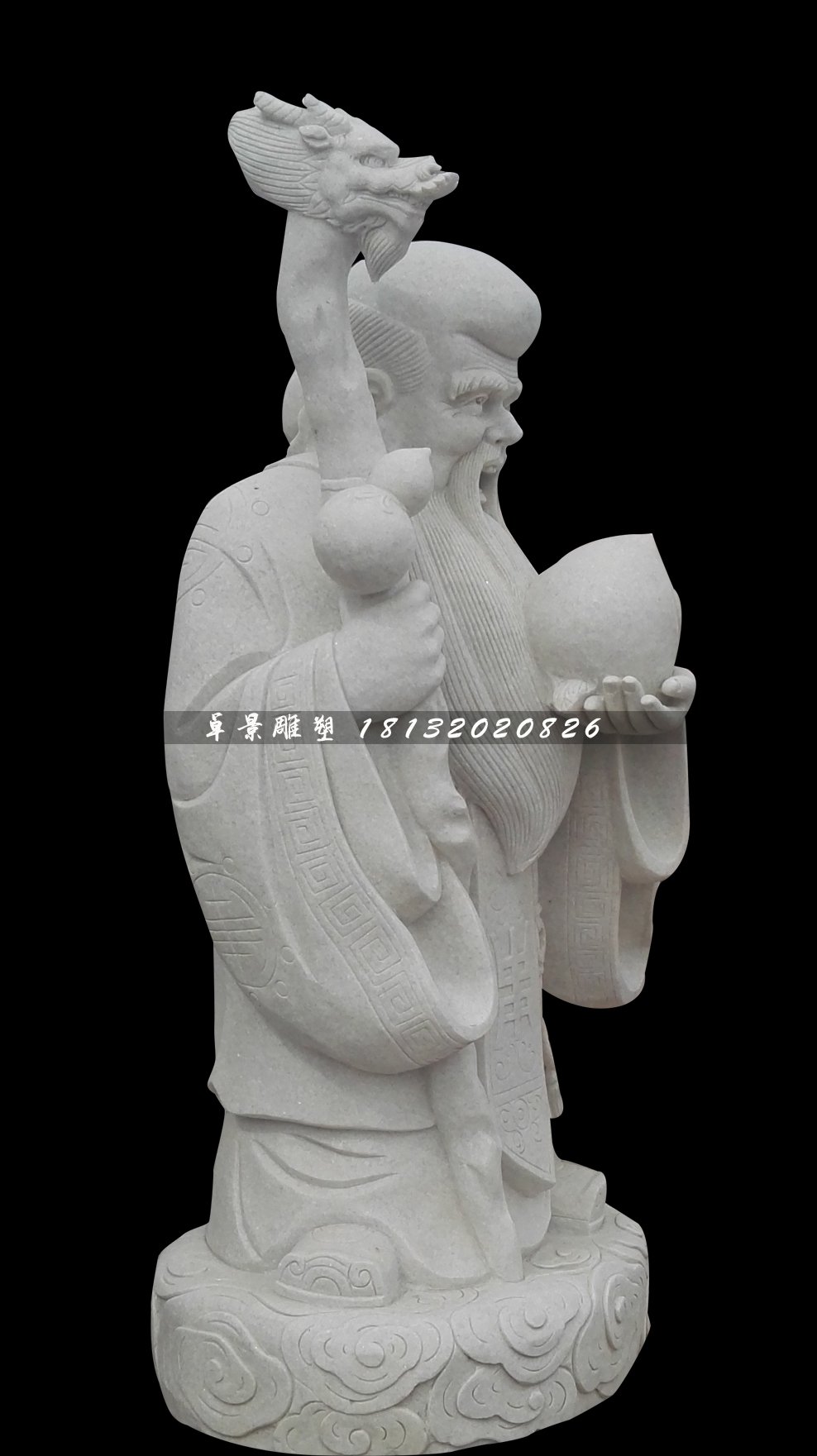 南極仙翁石雕，漢白玉神仙雕塑 (1)