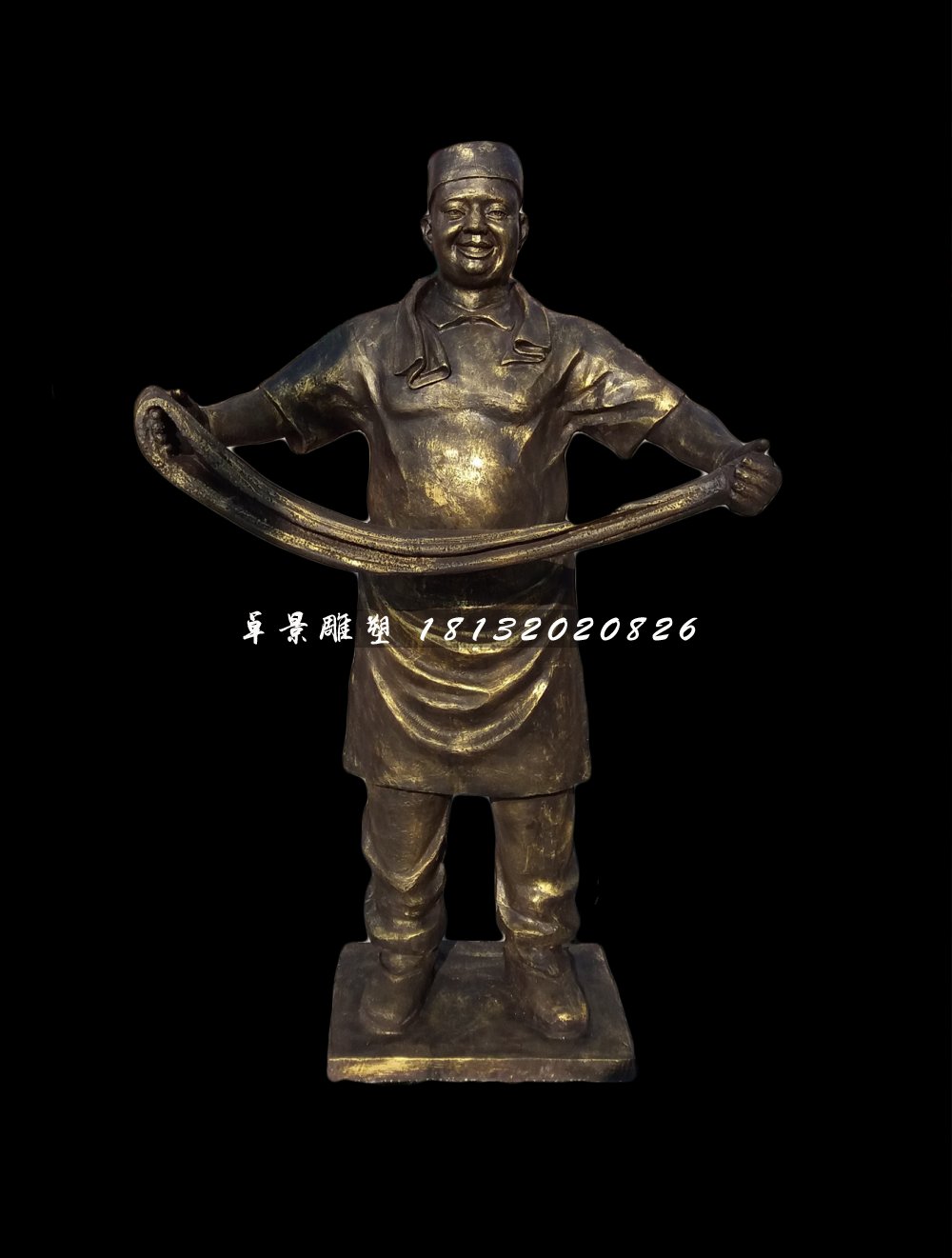 拉面雕塑，玻璃鋼仿銅人物雕塑 (2)