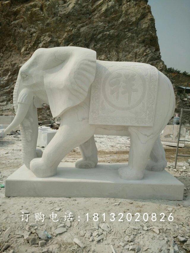 漢白玉大象石雕，吉祥如意大象 (12)