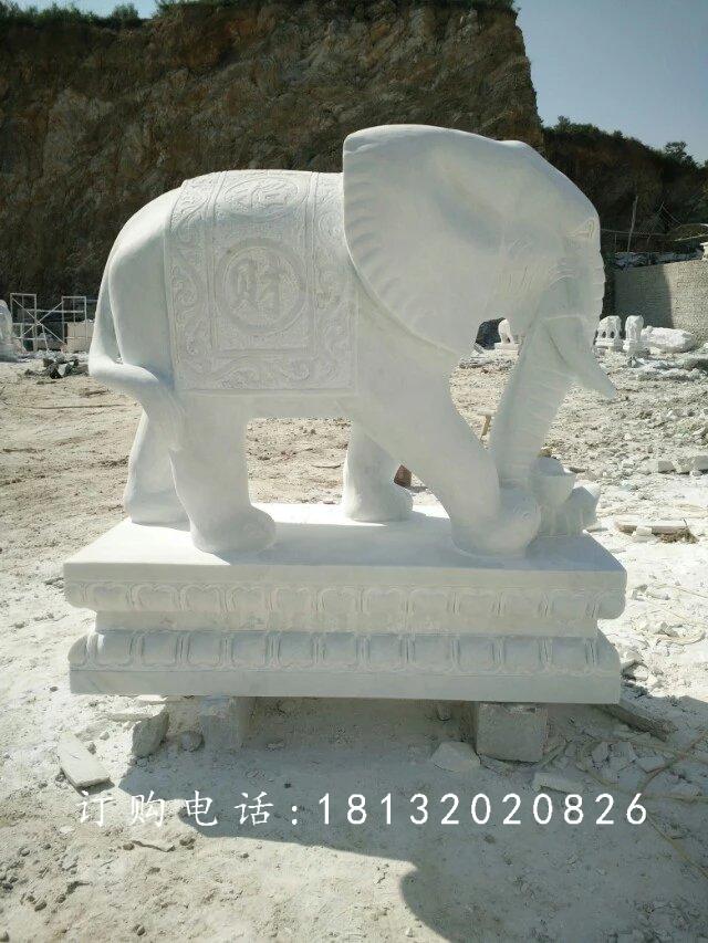 漢白玉大象石雕，吉祥如意大象 (2)