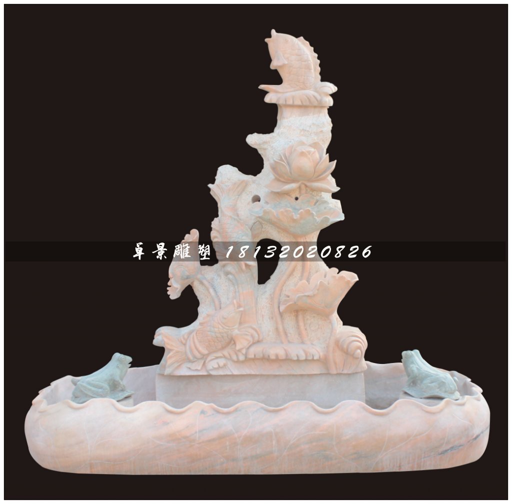 石雕噴泉,連年有魚(yú)石雕噴泉
