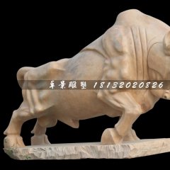 石雕牛，拓荒牛石雕，晚霞紅牛雕塑