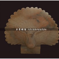 孔雀開(kāi)屏石雕，晚霞紅動(dòng)物石雕