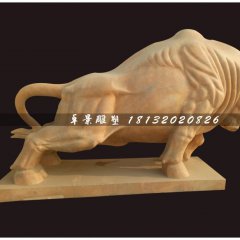 開(kāi)荒牛石雕，晚霞紅石雕牛