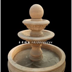 風(fēng)水球噴泉石雕，晚霞紅噴泉雕塑