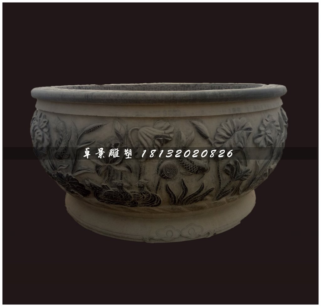 仿古水缸，青石水缸雕塑