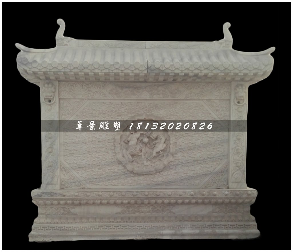 大理石影壁雕塑，仿古石影墻 (2)