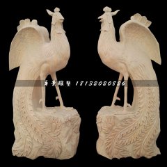 晚霞紅鳳凰石雕，古代神獸石雕