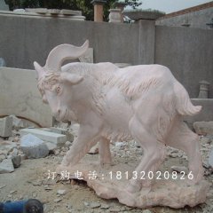 石雕山羊雕塑，公園動(dòng)物石雕