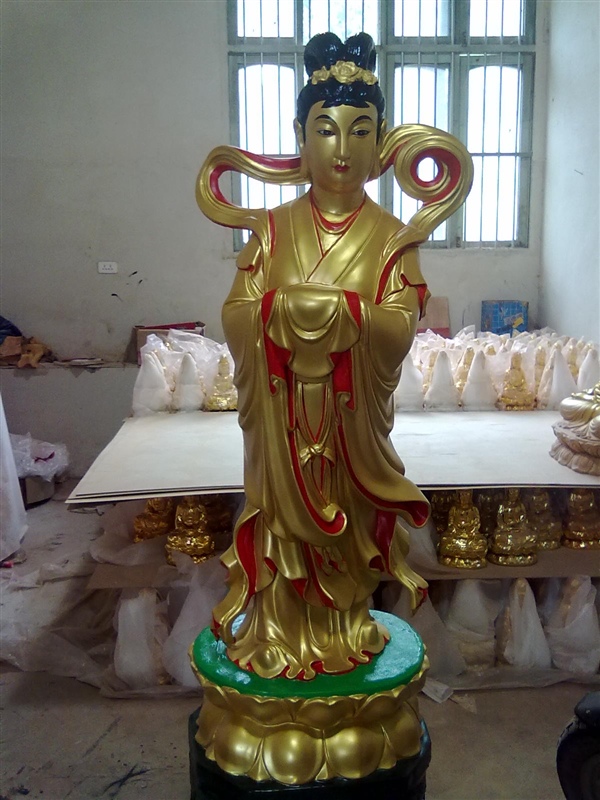 龍女雕塑，玻璃鋼仿銅神仙雕塑