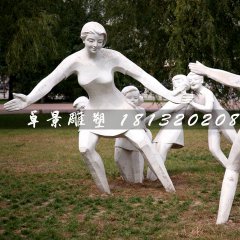 老鷹捉小雞石雕，公園小品石雕