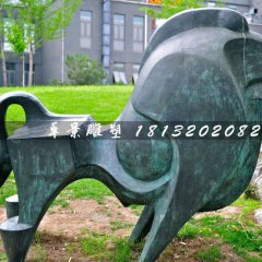 青銅牛，公園抽象動(dòng)物雕塑