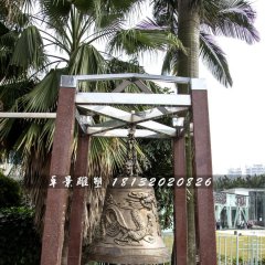 龍浮雕鐘雕塑，銅鐘雕塑