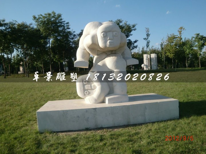 跳山羊石雕，公園抽象小孩石雕