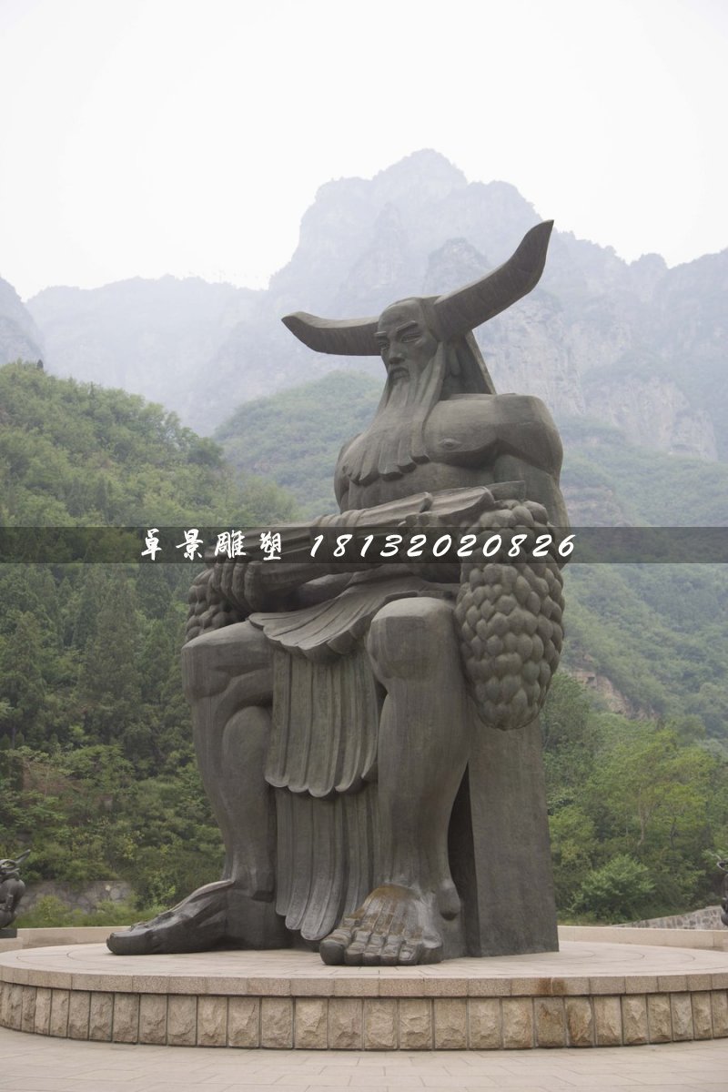 神農雕塑，神話人物銅雕