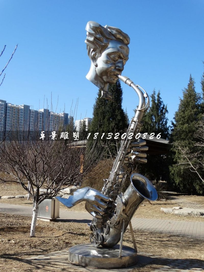 吹薩克斯雕塑,不銹鋼創(chuàng)意雕塑 (3)