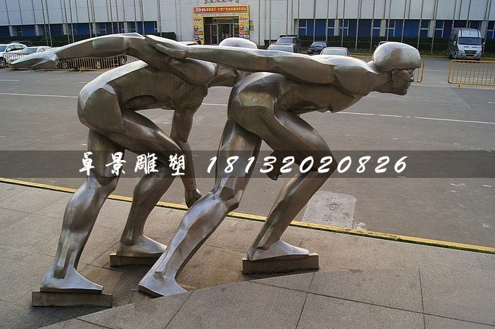 不銹鋼滑冰雕塑，廣場(chǎng)運(yùn)動(dòng)雕塑