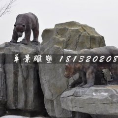 棕熊雕塑，玻璃鋼仿真動物