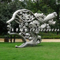 不銹鋼美女頭像雕塑，公園景觀雕塑