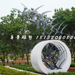 不銹鋼抽象大雁雕塑，公園景觀雕塑