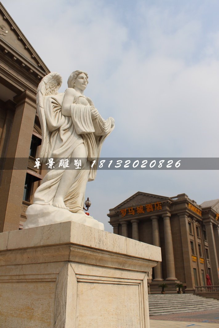 西方天使石雕,漢白玉景觀石雕