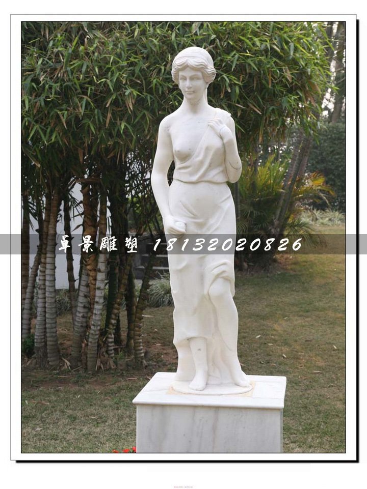 漢白玉美女石雕，公園人物雕塑