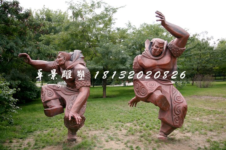 摔跤大漢銅雕，公園鍛銅人物雕塑