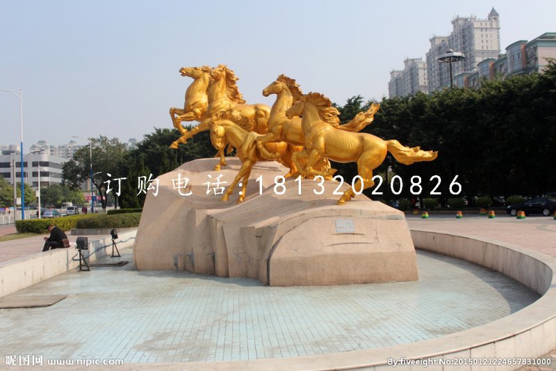 奔騰的馬銅雕，廣場(chǎng)銅馬雕塑 (1)