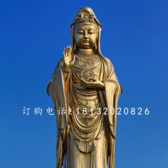觀世音銅雕，立式觀音銅雕