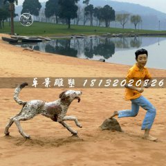 小男孩與狗雕塑，玻璃鋼仿真雕塑