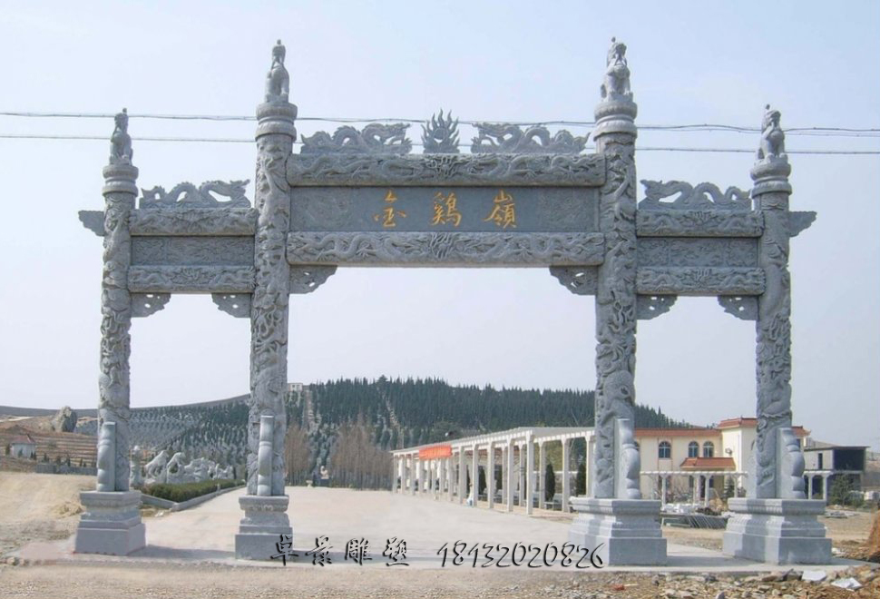 青石牌坊，三門(mén)牌坊石雕