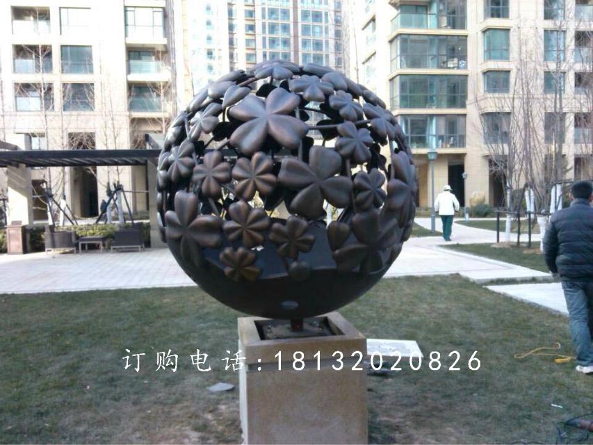 銅雕鏤空球雕塑，公園景觀雕塑