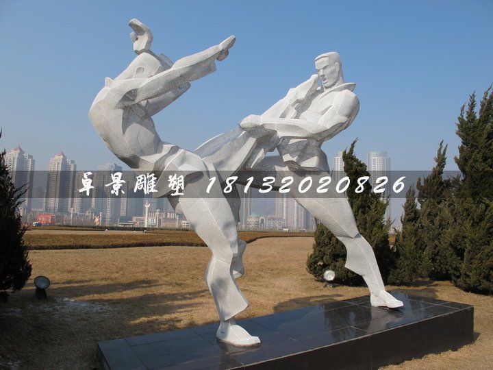 武術(shù)雕塑，不銹鋼抽象人物