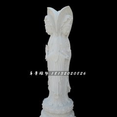 漢白玉三面觀音，立式佛像