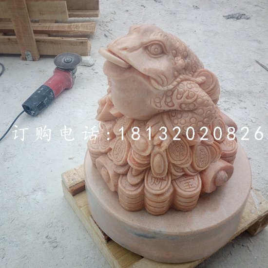 晚霞紅金蟾，招財(cái)金蟾石雕 (3)