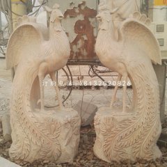 晚霞紅孔雀石雕，公園動(dòng)物景觀石雕