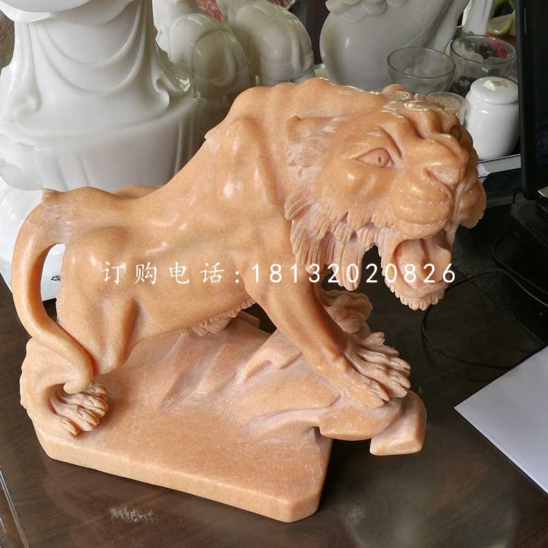晚霞紅老虎石雕，動物石雕