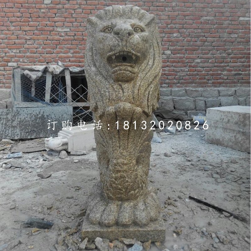 魚尾獅石雕，砂巖動(dòng)物雕塑 (2)